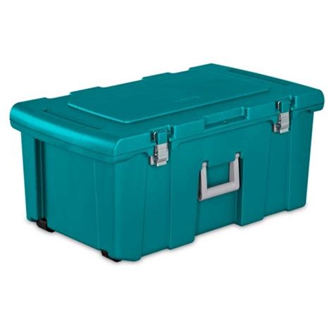 klm crew metal storage chest footlocker box|Sterilite Footlocker, Stackable Storage Bin with .